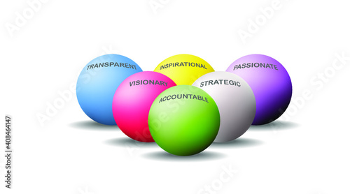 Vector illustration of colorful balls showing leadership skills