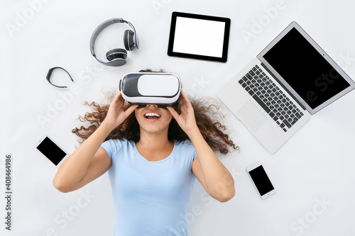 Young woman with different ...