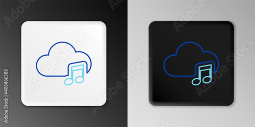 Line Music streaming service icon isolated on grey background. Sound cloud computing, online media streaming, online song, audio wave. Colorful outline concept. Vector.