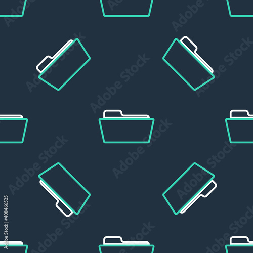 Line Folder icon isolated seamless pattern on black background. Vector.