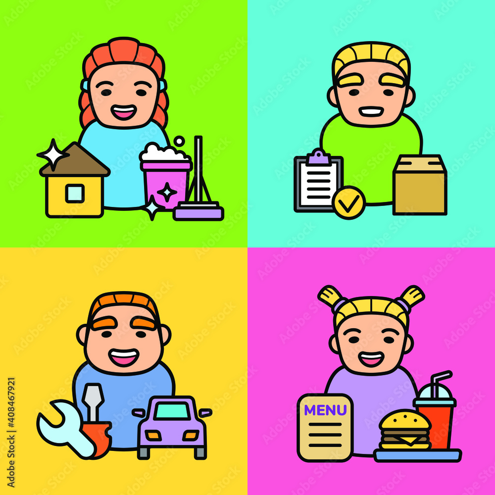 Set of people's professions icons. Vector illustration