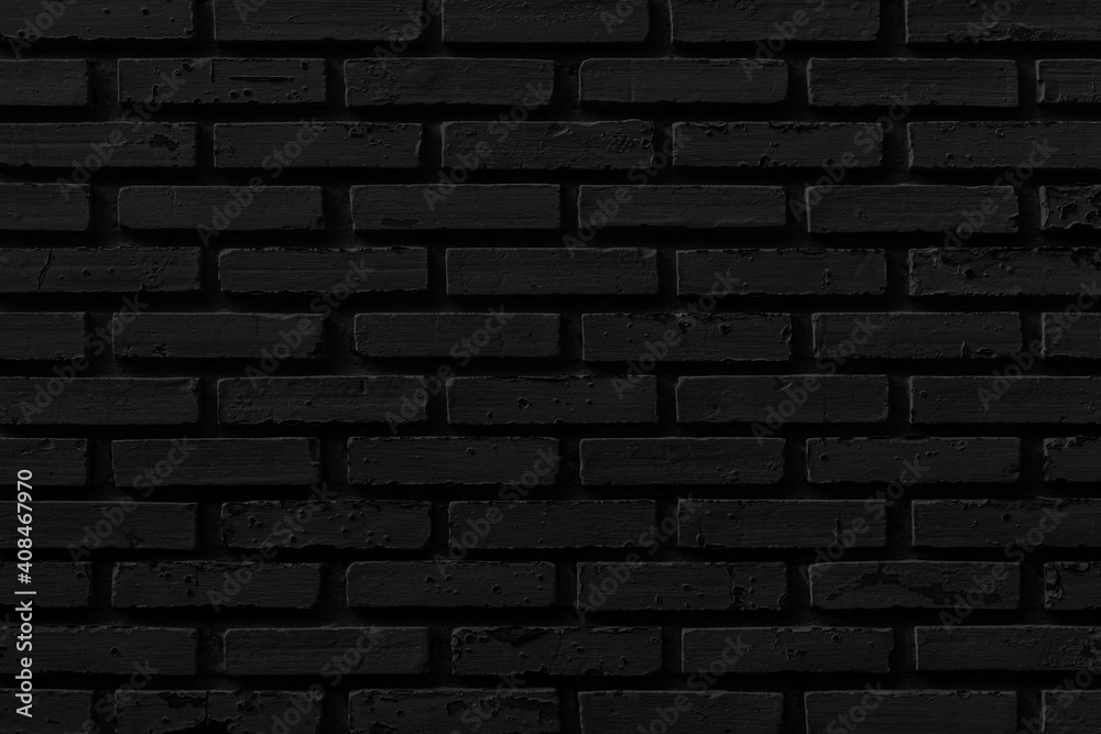 Vintage black stone brick wall pattern and seamless background