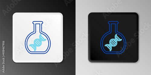 Line DNA research, search icon isolated on grey background. Genetic engineering, genetics testing, cloning, paternity testing. Colorful outline concept. Vector.