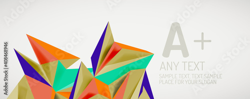 Vector triangle geometric backgrounds. Low poly 3d shape on light backdrop. Vector illustration for covers  banners  flyers and posters and other designs