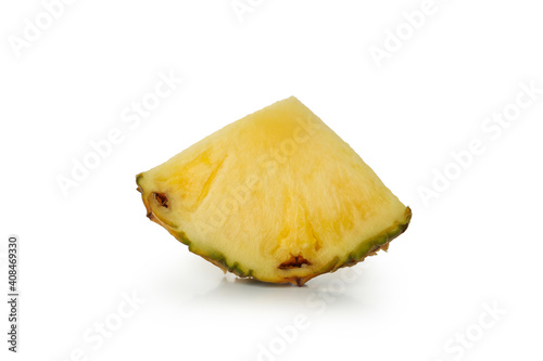 Ripe pineapple slice isolated on white background