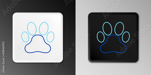 Line Paw print icon isolated on grey background. Dog or cat paw print. Animal track. Colorful outline concept. Vector.