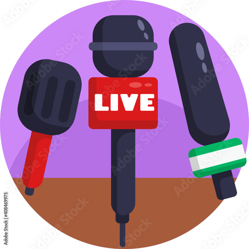 Mass media related icon. News Broadcasting Icon. Live News.