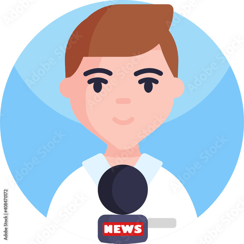 Mass media related icon. News Broadcasting Icon. News Man Icon.