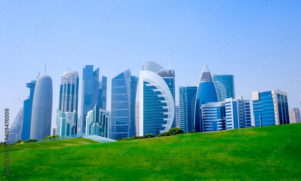 Fototapeta premium background image of qatar capital city
