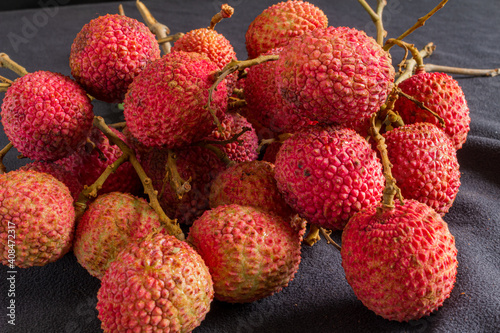 Lychee. Delicious Asian fleshy red fruit