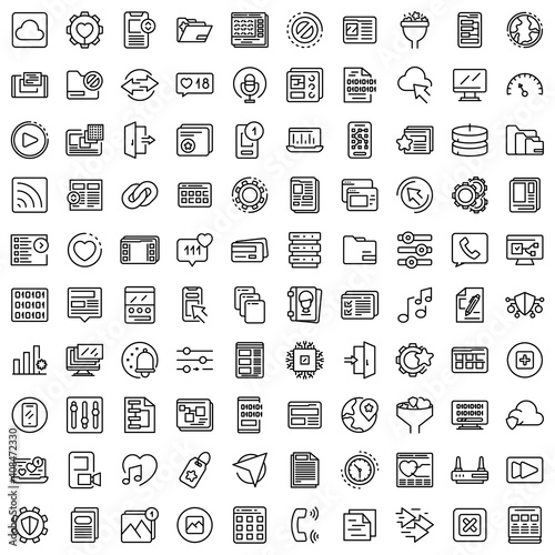 Interface icons set. Outline set of interface vector icons for web design isolated on white background
