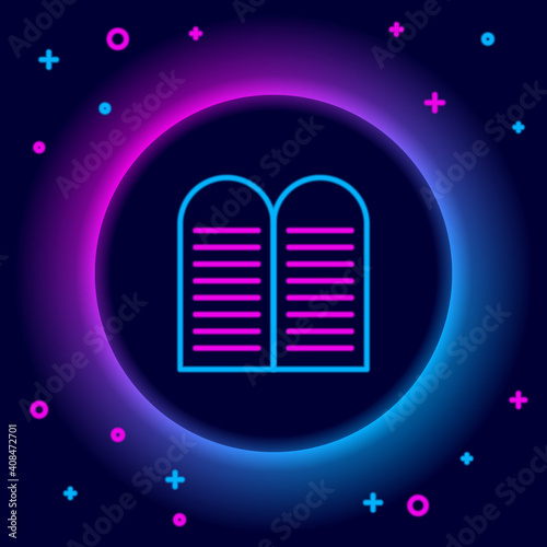Glowing neon line The commandments icon isolated on black background. Gods law concept. Colorful outline concept. Vector.