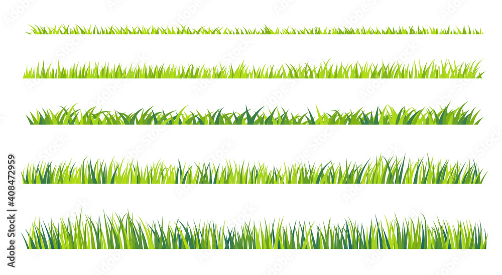 Fototapeta Grassland border vector pattern Green lawn in spring The concept of caring for the global ecosystem