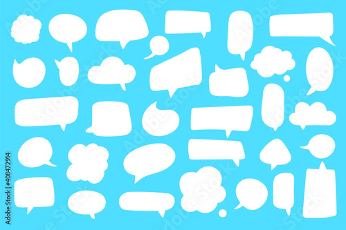 Set of speech bubble boxes vectors for dialogs. Cartoon dialogue Isolated on background