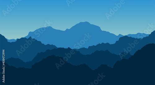 Fototapeta Naklejka Na Ścianę i Meble -  Landscape background vector. The landscape is a high mountain peak with the morning sky.