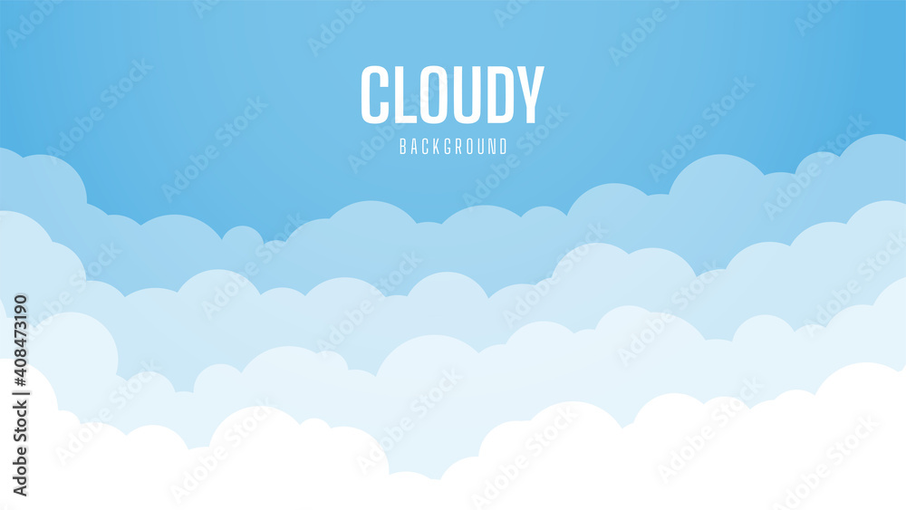 Naklejka Bright sky background with cloudy. Beautiful and Simple Blue Sky Vector Design