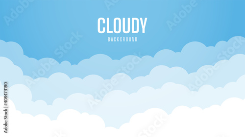 Bright sky background with cloudy. Beautiful and Simple Blue Sky Vector Design