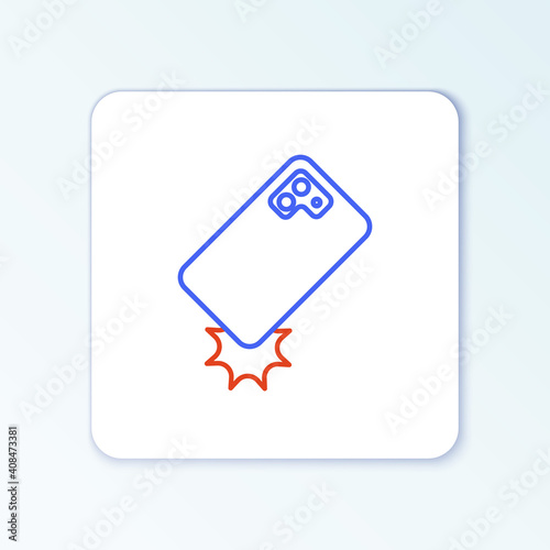 Line Shockproof mobile phone icon isolated on white background. Colorful outline concept. Vector.
