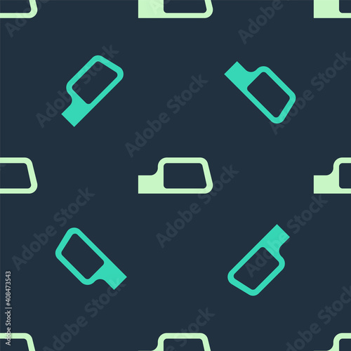 Green and beige Car mirror icon isolated seamless pattern on blue background. Vector.