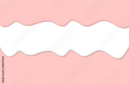 white and pink melted ice cream, chocolate or yogurt flowing down layered. Dripping cream or milk horizontal banner. liquid sweet caramel or glaze vector background. cute pastel colors. Flowing glaze.