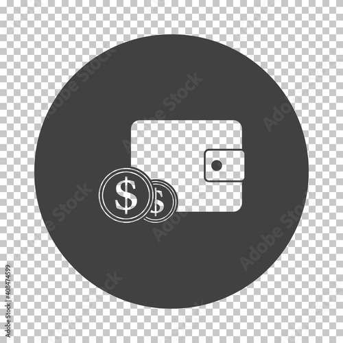 Two Golden Coins In Front Of Purse Icon