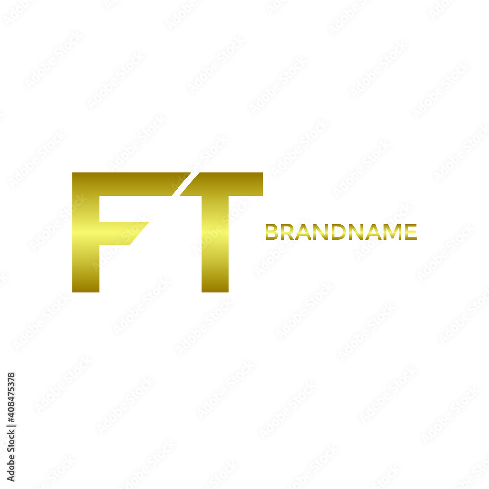 FT letters. Vector logo monogram alphabet design in gold color FT letters. Vector logo monogram alphabet design in gold color