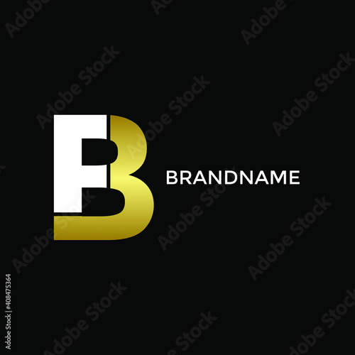 letter FB. Vector logo monogram alphabet design in gold color