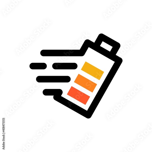 fast charging battery logo vector icon illustration