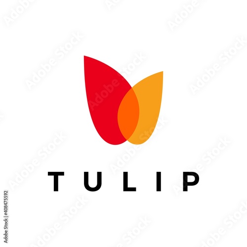 tulip overlapping color logo vector icon illustration
