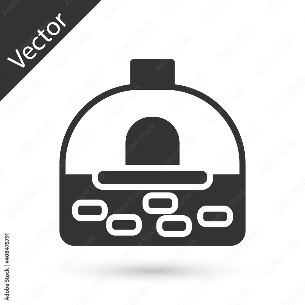 Grey Brick stove icon isolated on white background. Brick fireplace, masonry stove, stone oven icon. Vector. Grey Brick stove icon isolated on white background. Brick fireplace, masonry stove, stone oven icon. Vector.