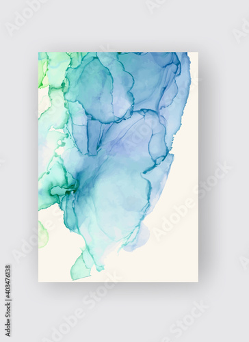 Alcohol ink vector texture banner. Fluid ink abstract background.