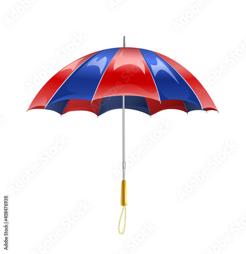 Beautiful outdoor glossy red blue umbrella isolated on white background. Vector illustration.