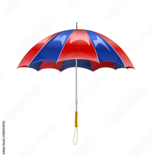 Beautiful outdoor glossy red blue umbrella isolated on white background. Vector illustration.