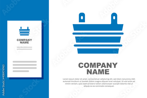 Blue Sauna bucket icon isolated on white background. Logo design template element. Vector.