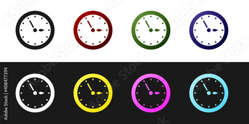 Set Sauna clock icon isolated on black and white background. Sauna timer. Vector.