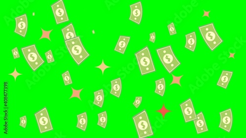 Set Of Exploding. Ideal For Your Gaming. Money projects. High-Quality Animation, 4K. animated explosion, rain of money. money background on white. cash prize, illustration, dollar on green screen,