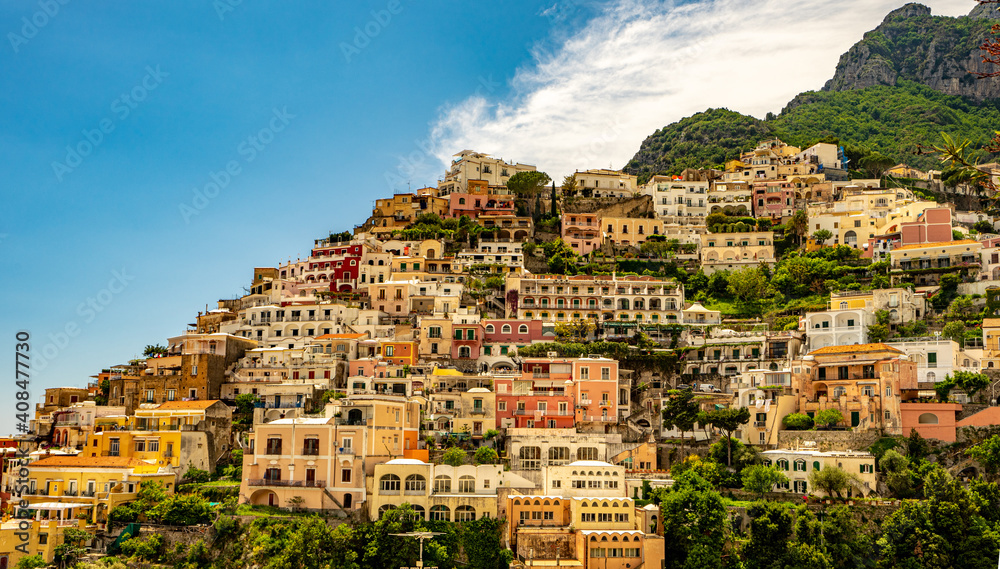 panorama of the city in Amalfi coast Italy