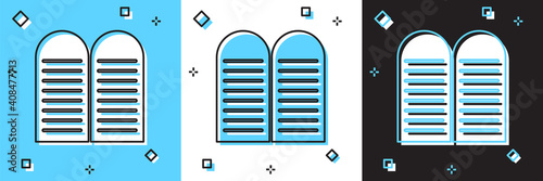 Set The commandments icon isolated on blue and white, black background. Gods law concept. Vector.