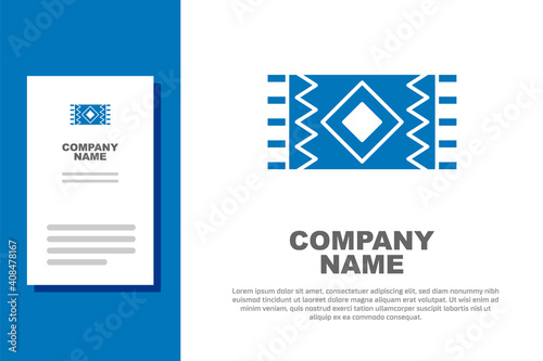 Blue Mexican carpet icon isolated on white background. Logo design template element. Vector.