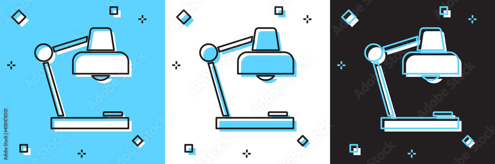 Set Table lamp icon isolated on blue and white, black background. Desk lamp. Vector. Set Table lamp icon isolated on blue and white, black background. Desk lamp. Vector.