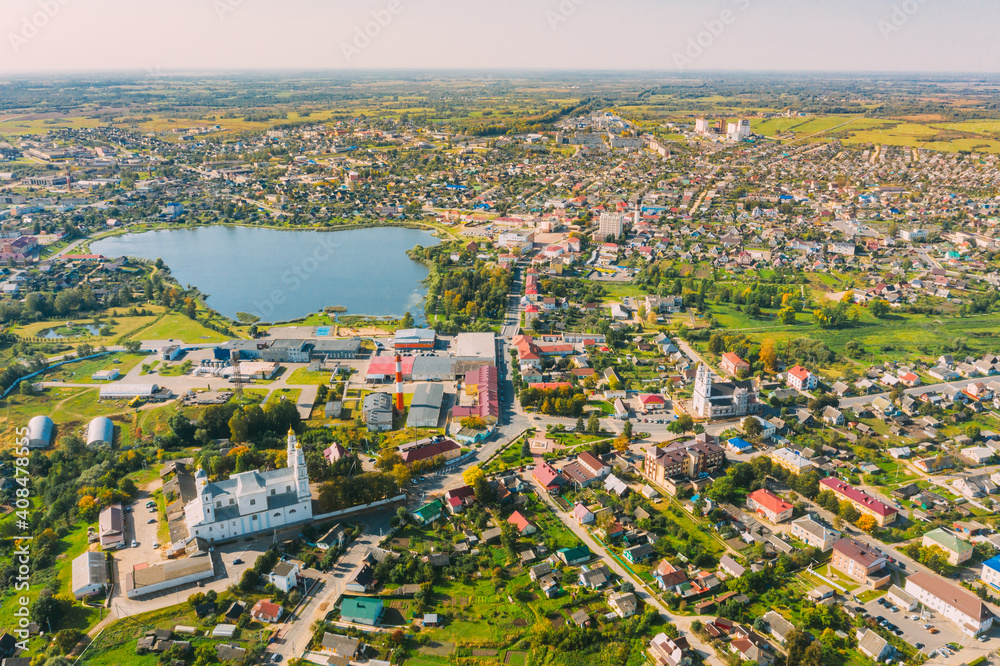 Braslav, Braslaw District, Vitebsk Voblast, Belarus. Aerial View Of Town. Famous Lakes