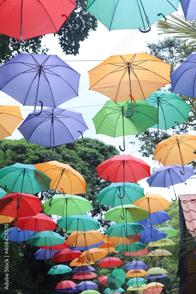 colorful umbrellas in the city