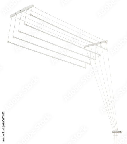 Ceiling rope clothes dryer isolated on White Background
