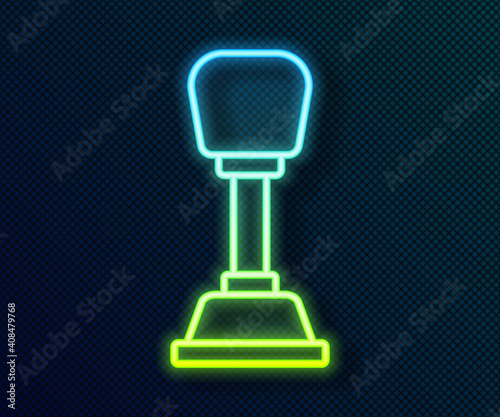 Glowing neon line Gear shifter icon isolated on black background. Manual transmission icon. Vector.