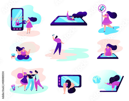 Digital detox - concept vector illustration. An idea of gadget disconnecting, healthy lifestyle, escape from internet and digital media addiction.