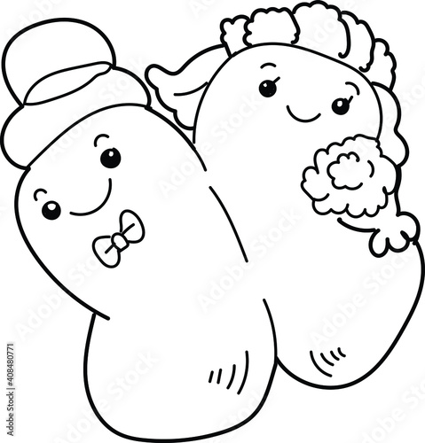 Animals in love are standing together Couple in love Vector illustration for Valentine's Day.