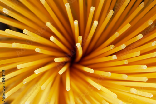 Bunch of spaghetti top view. Close-up.