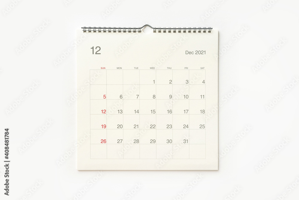 December 2021 calendar on white background. Calendar background for reminder, business planning, appointment meeting and event. December 2021 calendar on white background. Calendar background for reminder, business planning, appointment meeting and event.