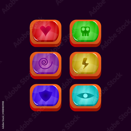 set of game ui glossy jelly magic power up icon for gui asset elements vector illustration