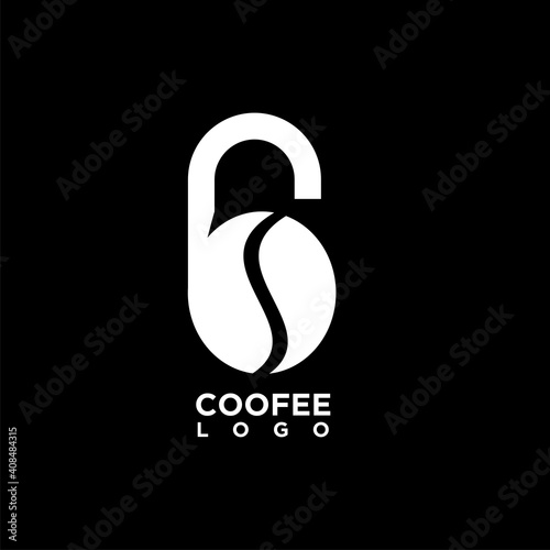 Coffee logo design with padlock or number 6 concept